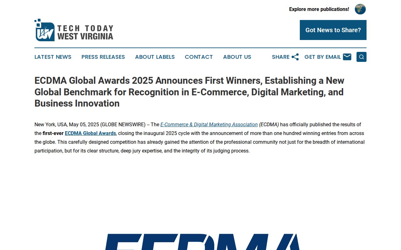 ECDMA Global Awards 2025 Announces First Winners, Establishing a New Global Benchmark for Recognition in E-Commerce, Digital Marketing, and Business Innovation | Tech Today West Virginia