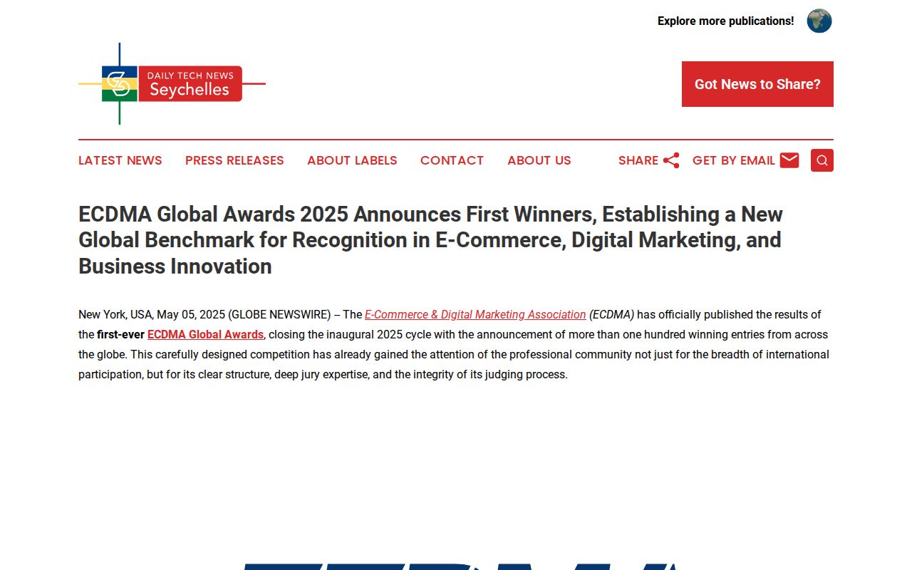 ECDMA Global Awards 2025 Announces First Winners, Establishing a New Global Benchmark for Recognition in E-Commerce, Digital Marketing, and Business Innovation | Daily Tech News Seychelles