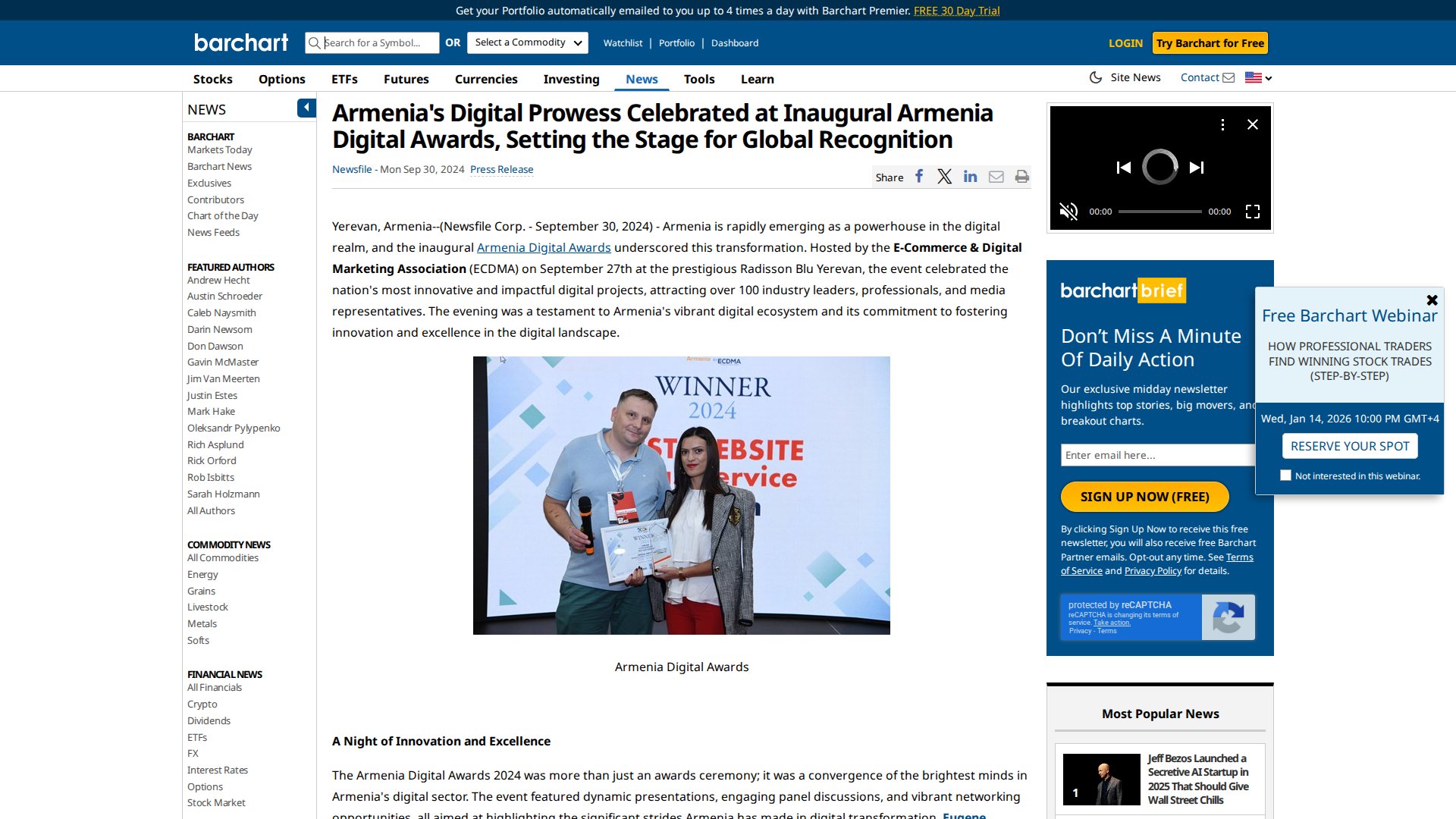 Armenia's Digital Prowess Celebrated at Inaugural Armenia Digital Awards, Setting the Stage for Global Recognition