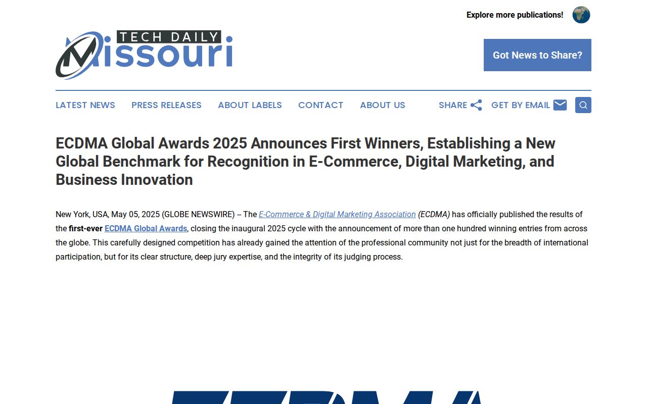ECDMA Global Awards 2025 Announces First Winners, Establishing a New Global Benchmark for Recognition in E-Commerce, Digital Marketing, and Business Innovation | Tech Daily Missouri