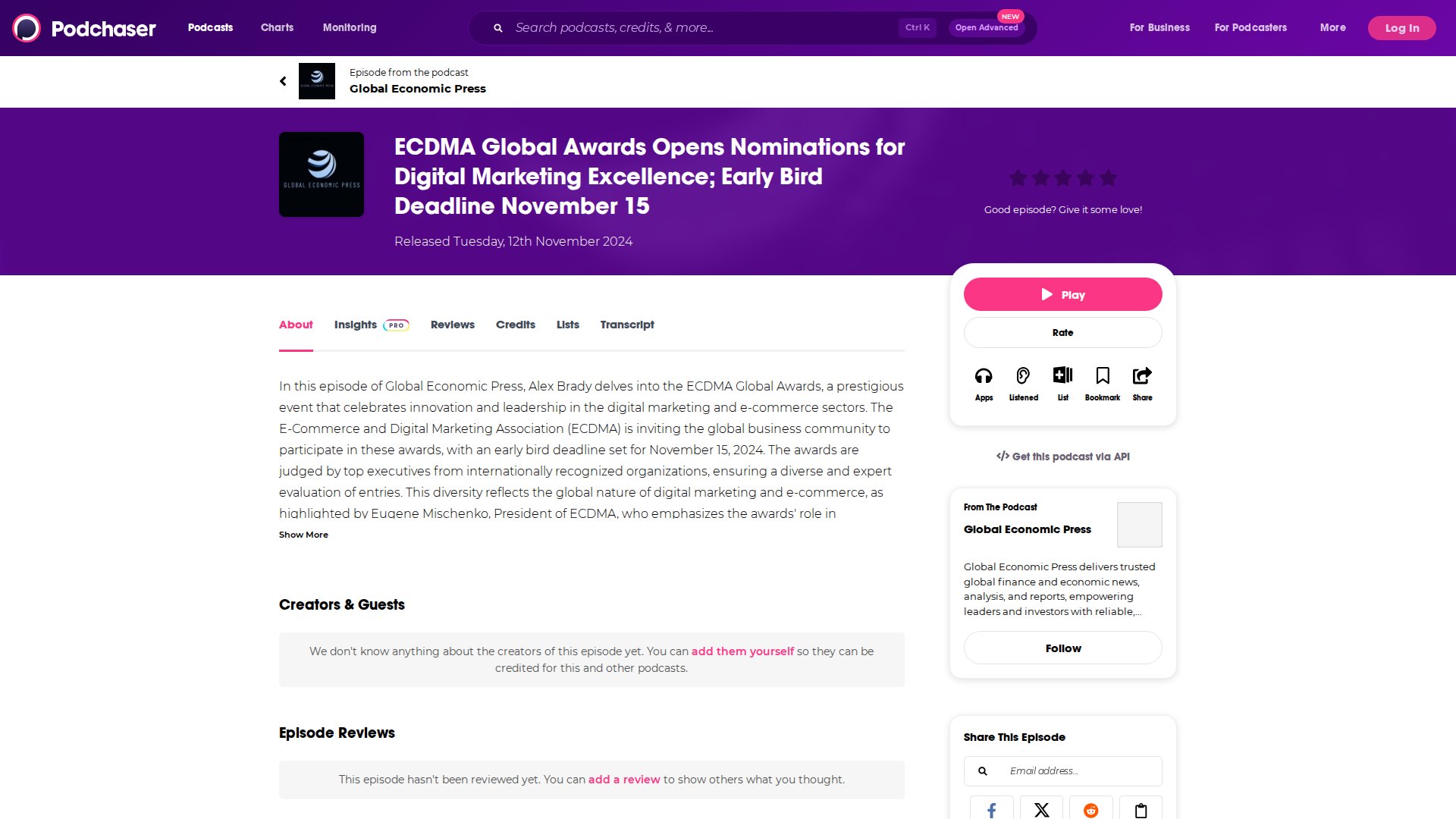 ECDMA Global Awards Opens Nominations for Digital Marketing Excellence; Early Bird Deadline November 15 by Global Economic Press