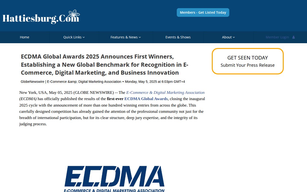 ECDMA Global Awards 2025 Announces First Winners, Establishing a New Global Benchmark for Recognition in E-Commerce, Digital Marketing, and Business Innovation