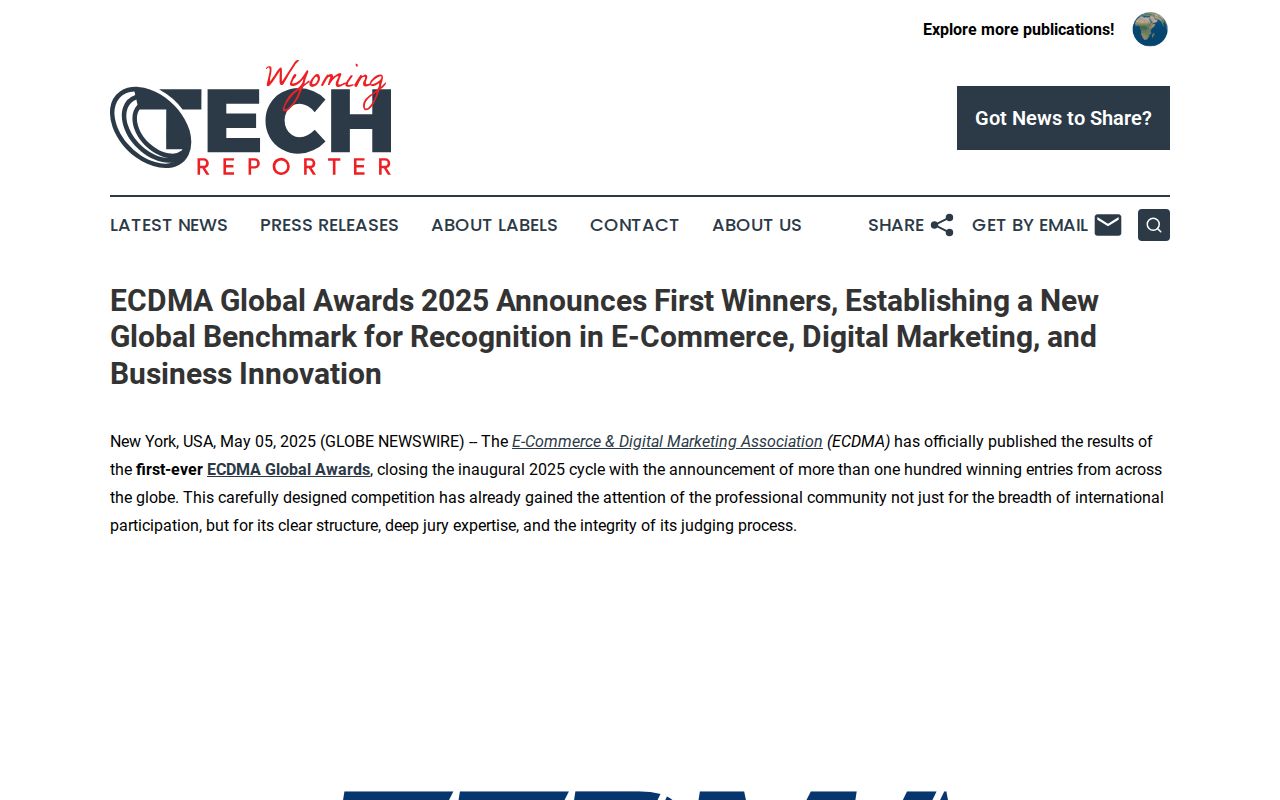ECDMA Global Awards 2025 Announces First Winners, Establishing a New Global Benchmark for Recognition in E-Commerce, Digital Marketing, and Business Innovation | Wyoming Tech Reporter
