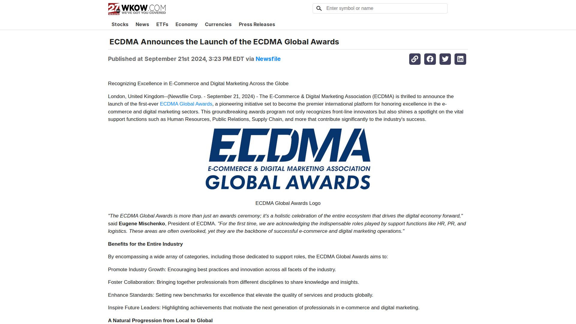 ECDMA Announces the Launch of the ECDMA Global Awards