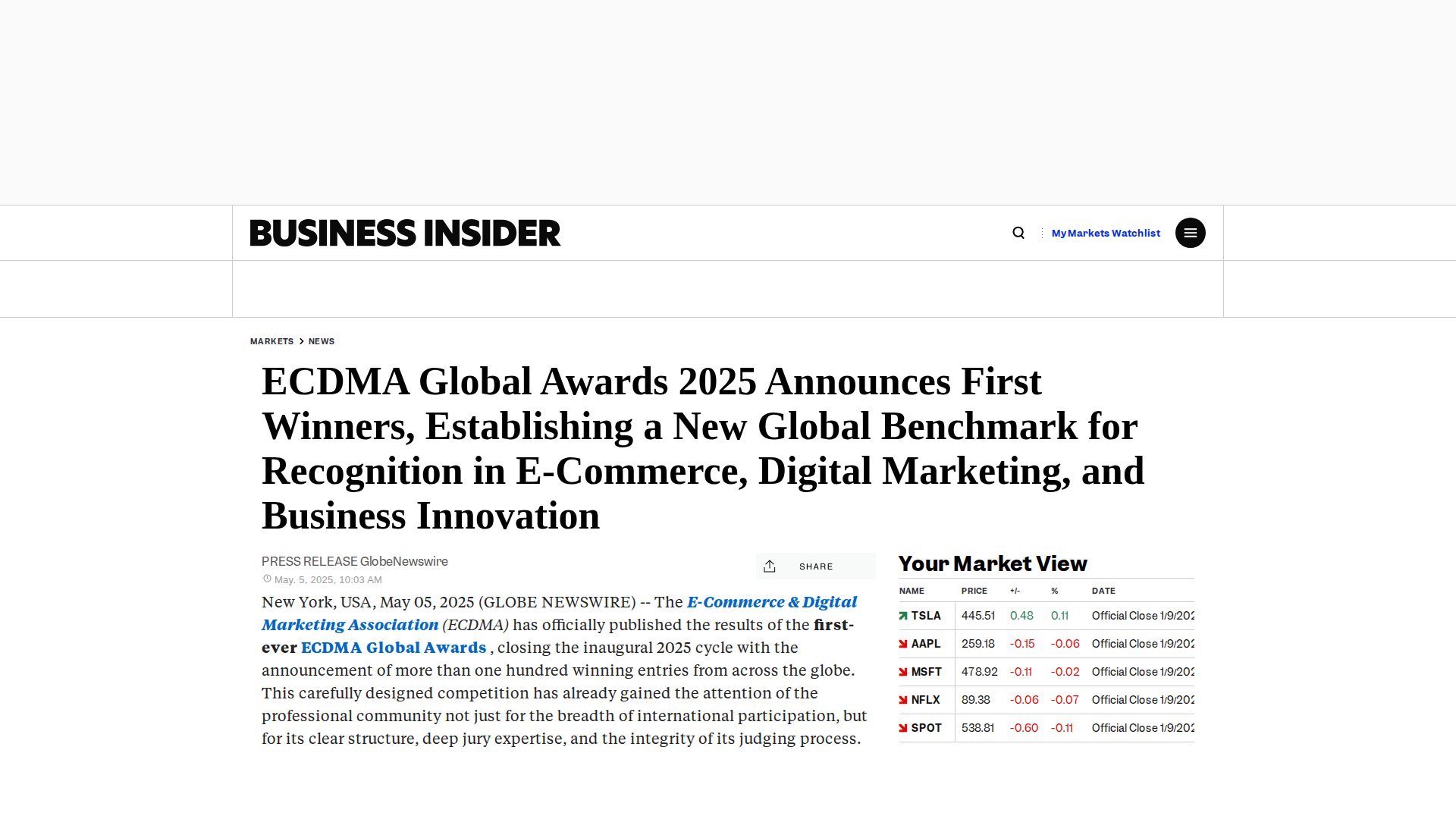 ECDMA Global Awards 2025 Announces First Winners, Establishing a New Global Benchmark for Recognition in E-Commerce, Digital Marketing, and Business Innovation