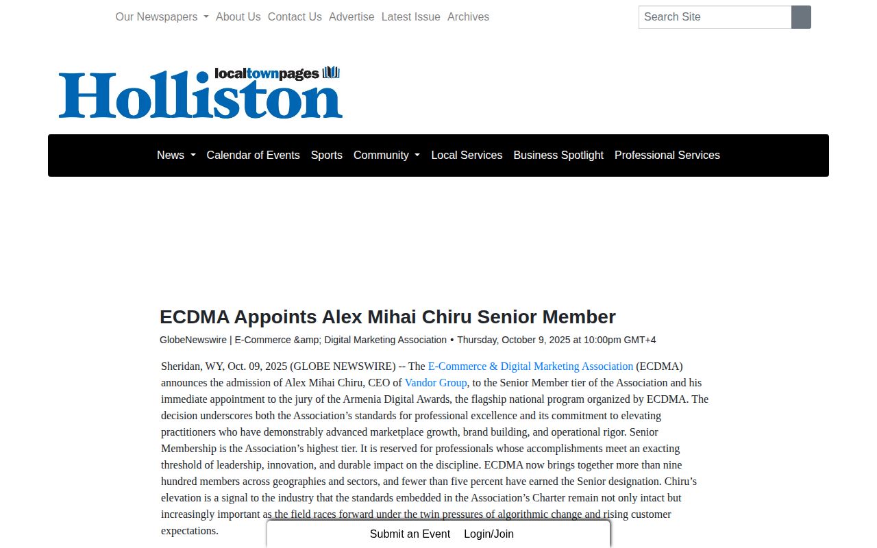 ECDMA Appoints Alex Mihai Chiru Senior Member