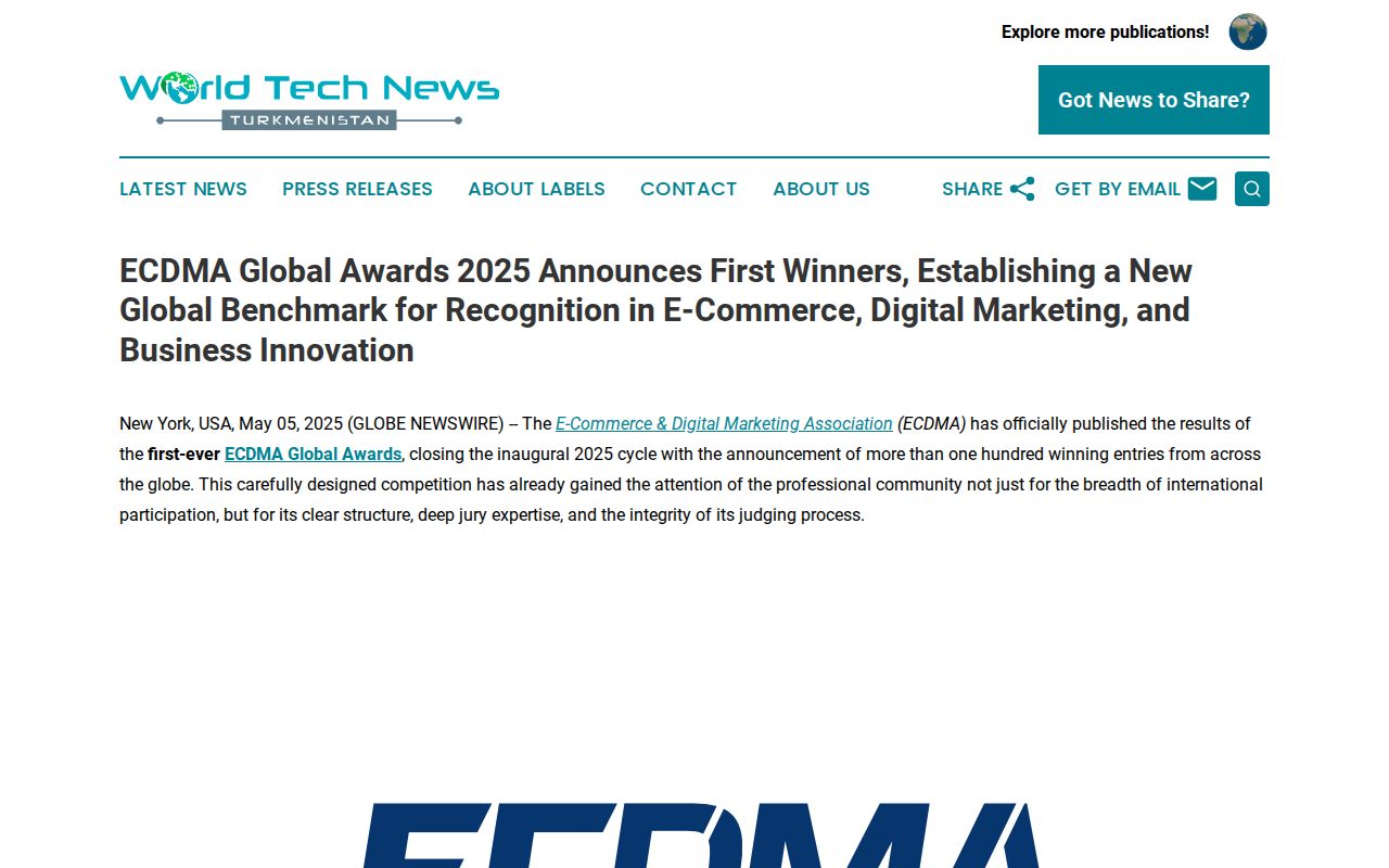 ECDMA Global Awards 2025 Announces First Winners, Establishing a New Global Benchmark for Recognition in E-Commerce, Digital Marketing, and Business Innovation | World Tech News Turkmenistan