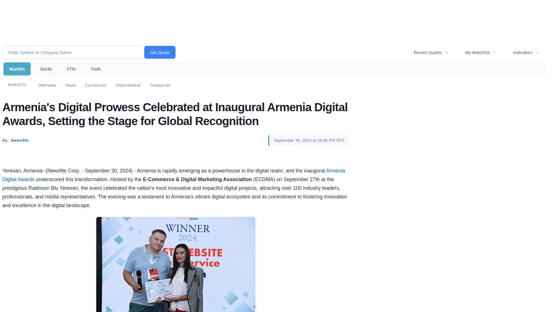 Armenia's Digital Prowess Celebrated at Inaugural Armenia Digital Awards, Setting the Stage for Global Recognition