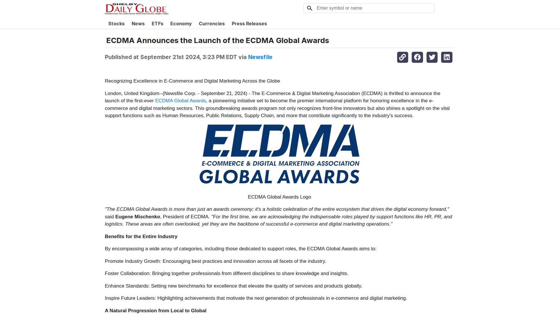 ECDMA Announces the Launch of the ECDMA Global Awards