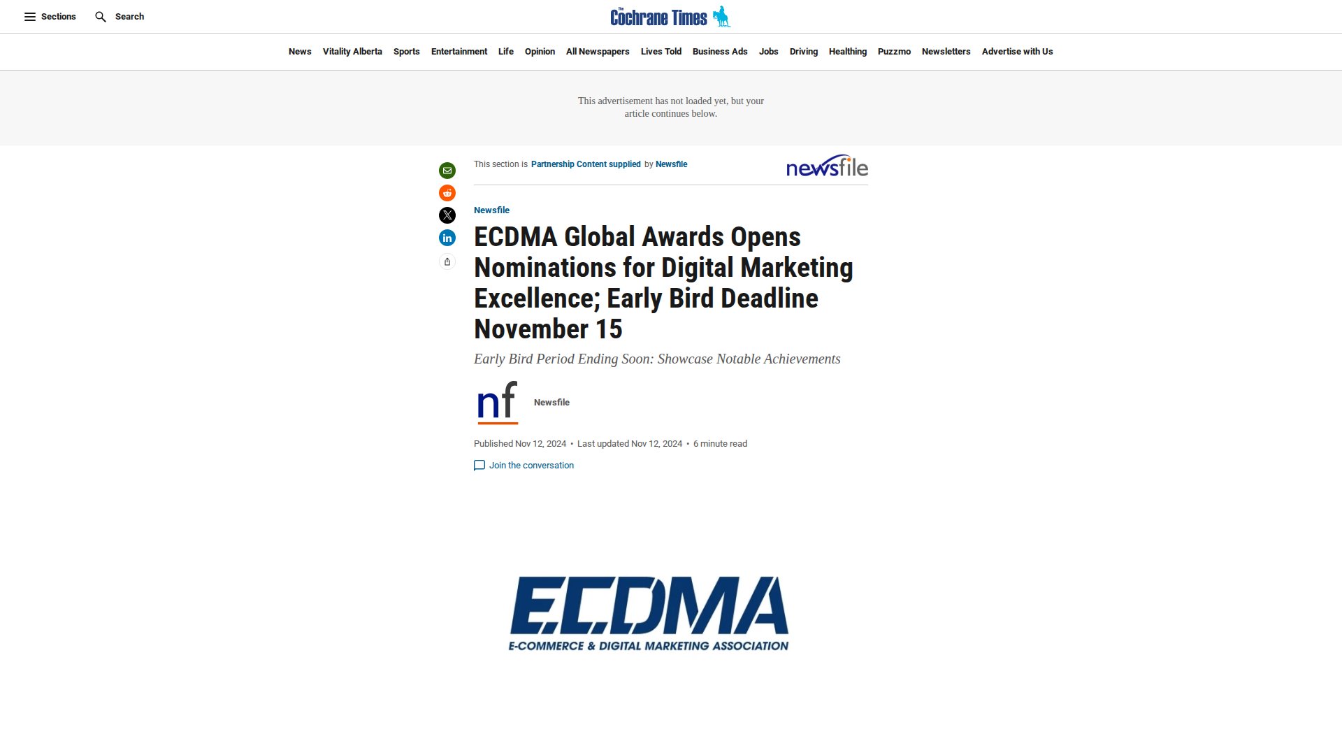 ECDMA Global Awards Opens Nominations for Digital Marketing Excellence; Early Bird Deadline November 15