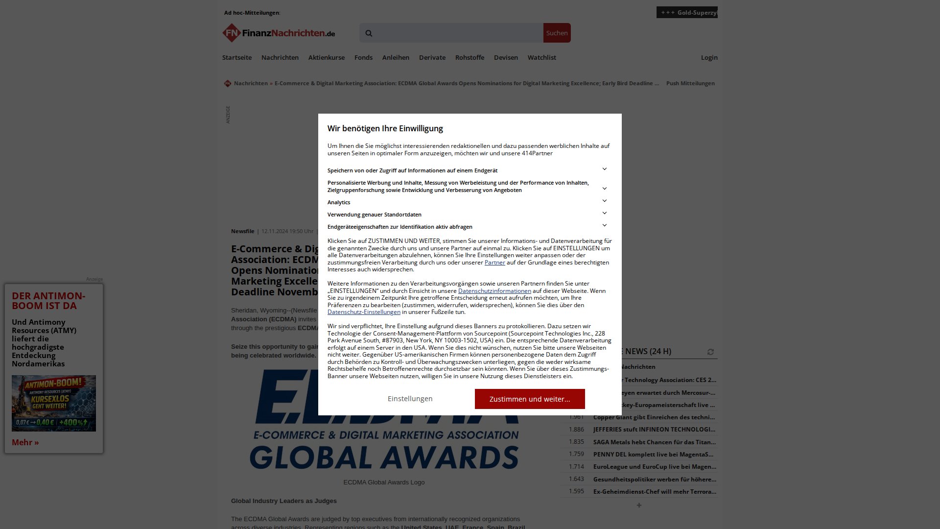 E-Commerce & Digital Marketing Association: ECDMA Global Awards Opens Nominations for Digital Marketing Excellence; Early Bird Deadline November 15