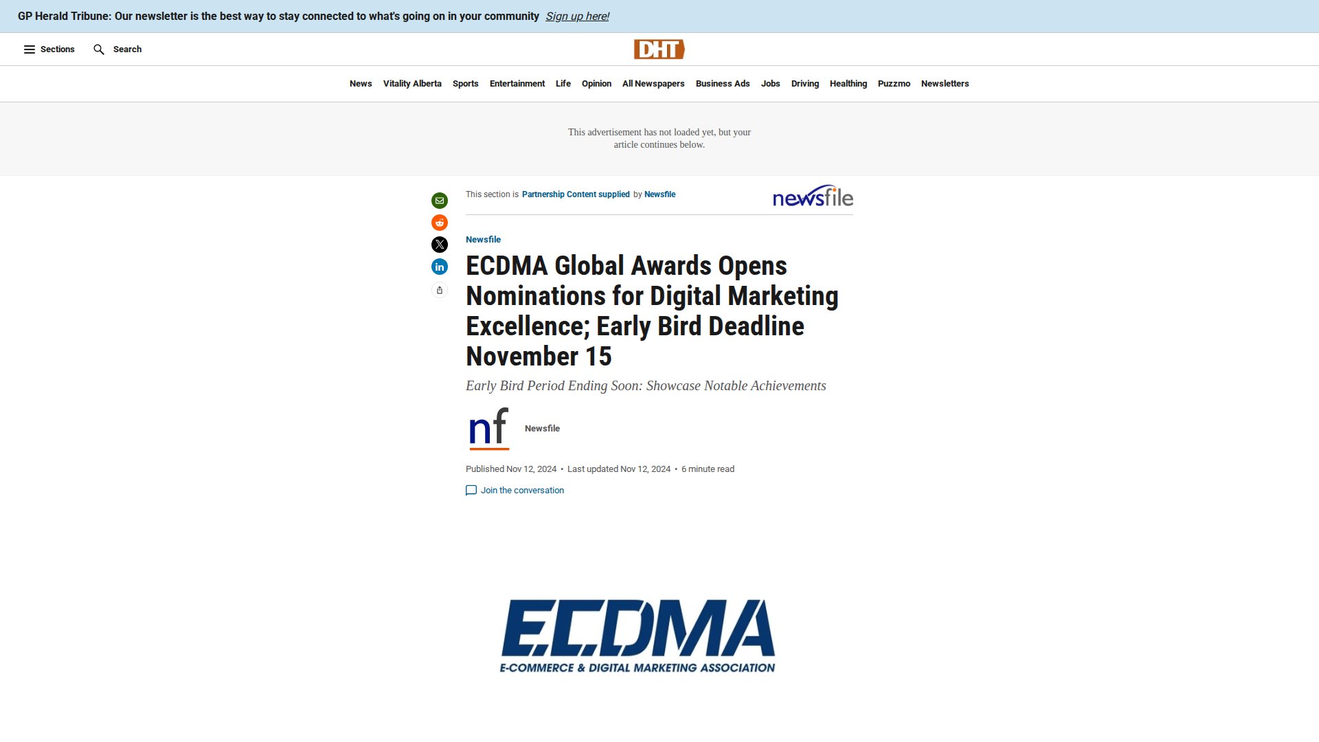 ECDMA Global Awards Opens Nominations for Digital Marketing Excellence; Early Bird Deadline November 15