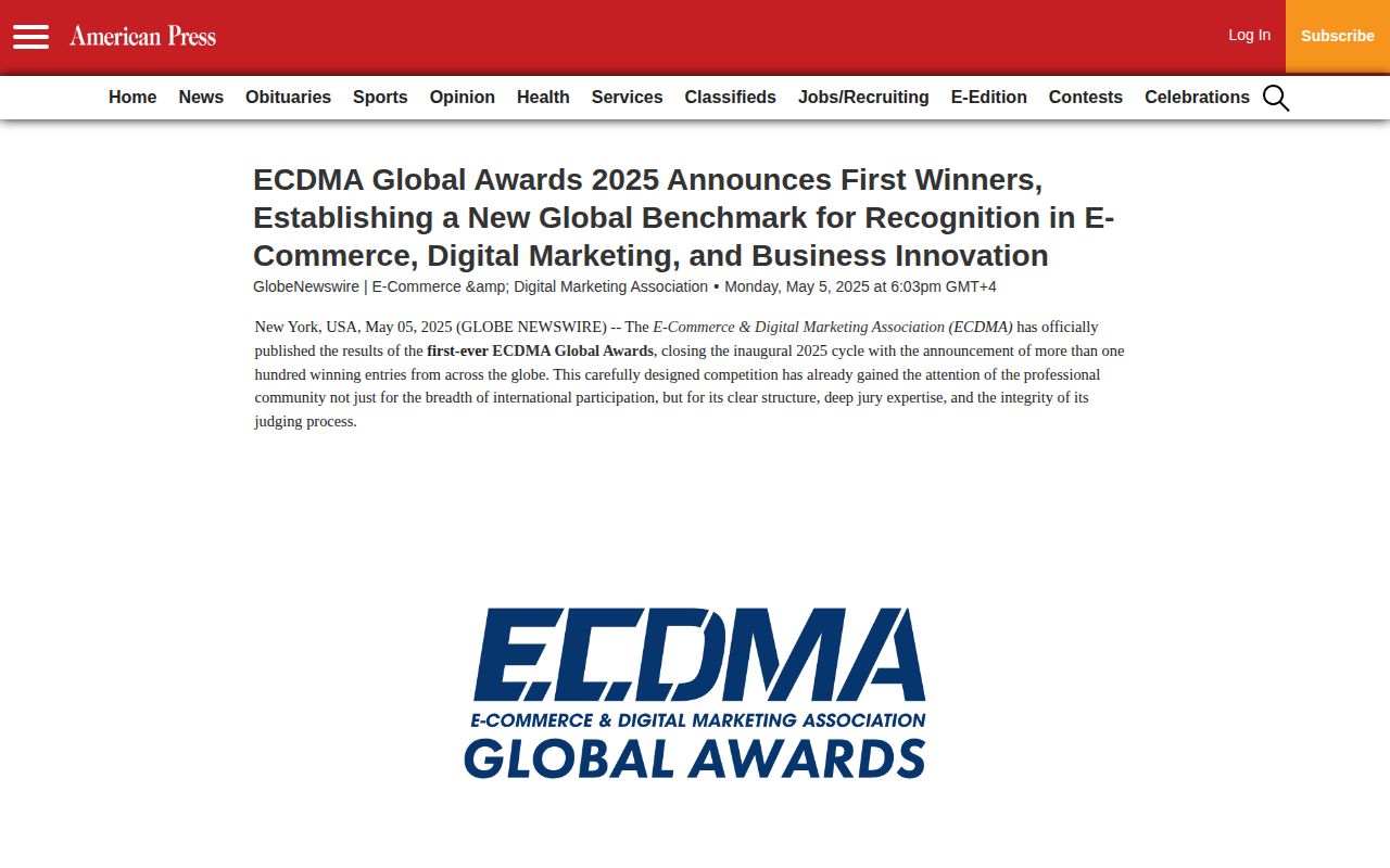 ECDMA Global Awards 2025 Announces First Winners, Establishing a New Global Benchmark for Recognition in E-Commerce, Digital Marketing, and Business Innovation