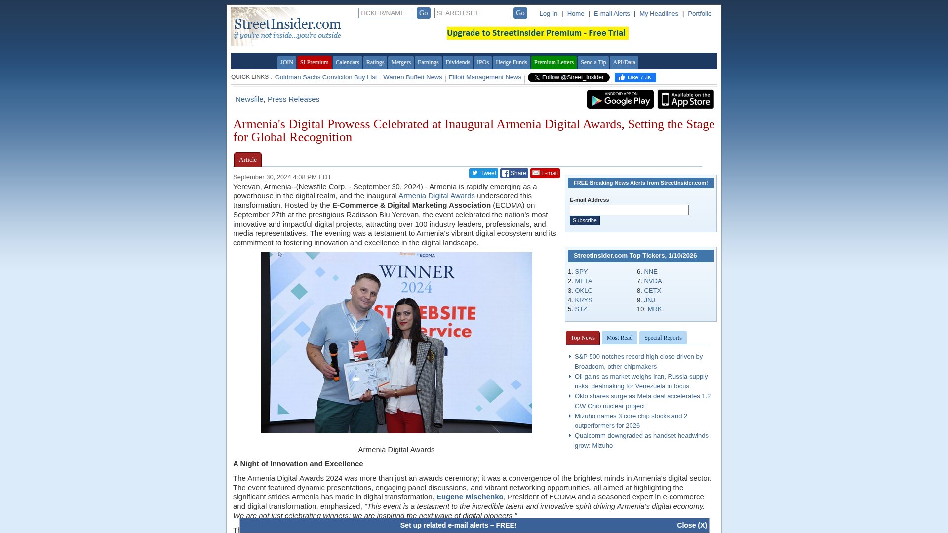 Armenia's Digital Prowess Celebrated at Inaugural Armenia Digital Awards, Setting the Stage for Global Recognition