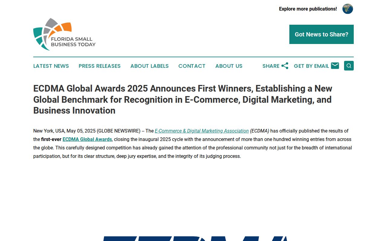 ECDMA Global Awards 2025 Announces First Winners, Establishing a New Global Benchmark for Recognition in E-Commerce, Digital Marketing, and Business Innovation | Florida Small Business Today