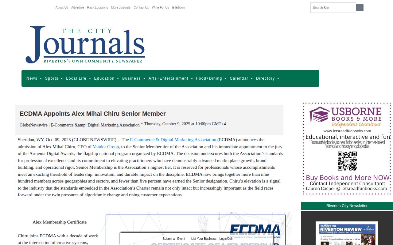 ECDMA Appoints Alex Mihai Chiru Senior Member