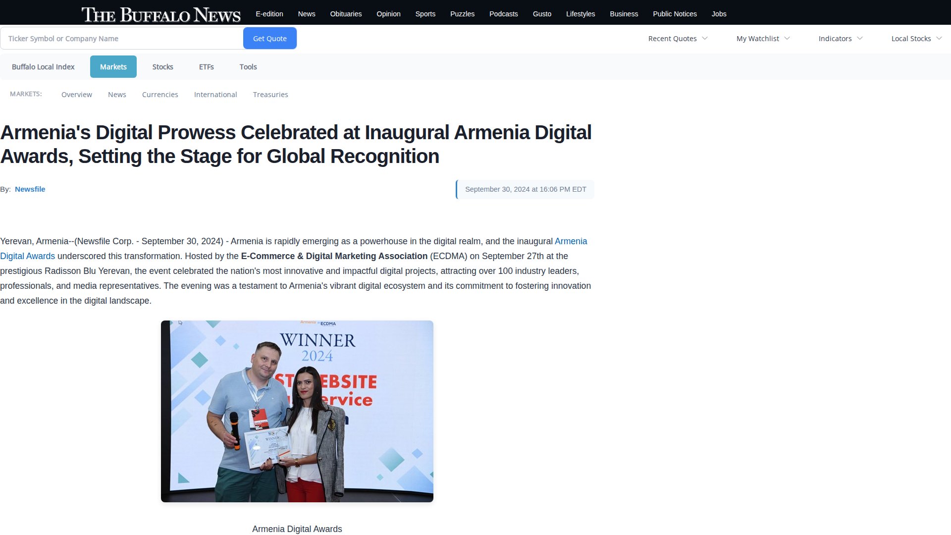 Armenia's Digital Prowess Celebrated at Inaugural Armenia Digital Awards, Setting the Stage for Global Recognition