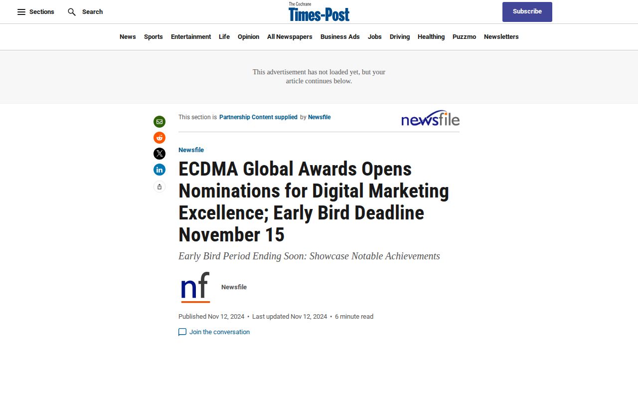 ECDMA Global Awards Opens Nominations for Digital Marketing Excellence; Early Bird Deadline November 15