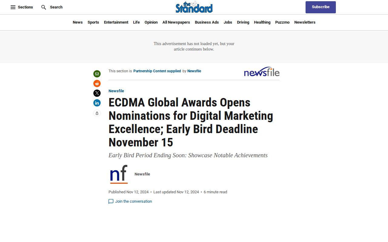 ECDMA Global Awards Opens Nominations for Digital Marketing Excellence; Early Bird Deadline November 15