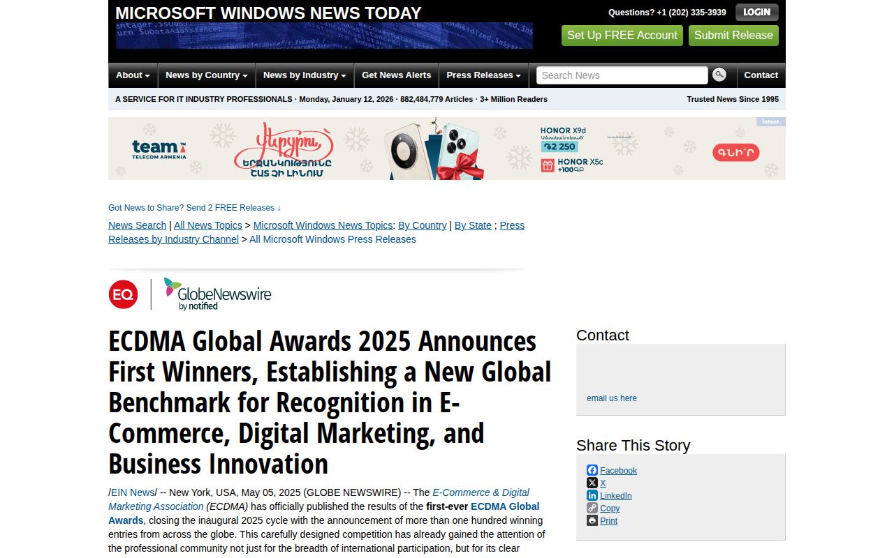 ECDMA Global Awards 2025 Announces First Winners, Establishing a New Global Benchmark for Recognition in E-Commerce, Digital Marketing, and Business Innovation