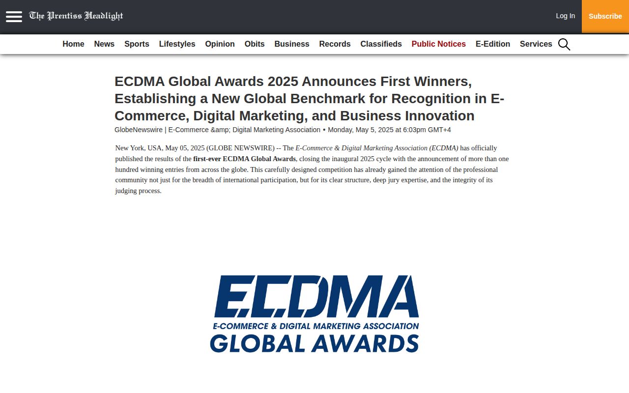 ECDMA Global Awards 2025 Announces First Winners, Establishing a New Global Benchmark for Recognition in E-Commerce, Digital Marketing, and Business Innovation