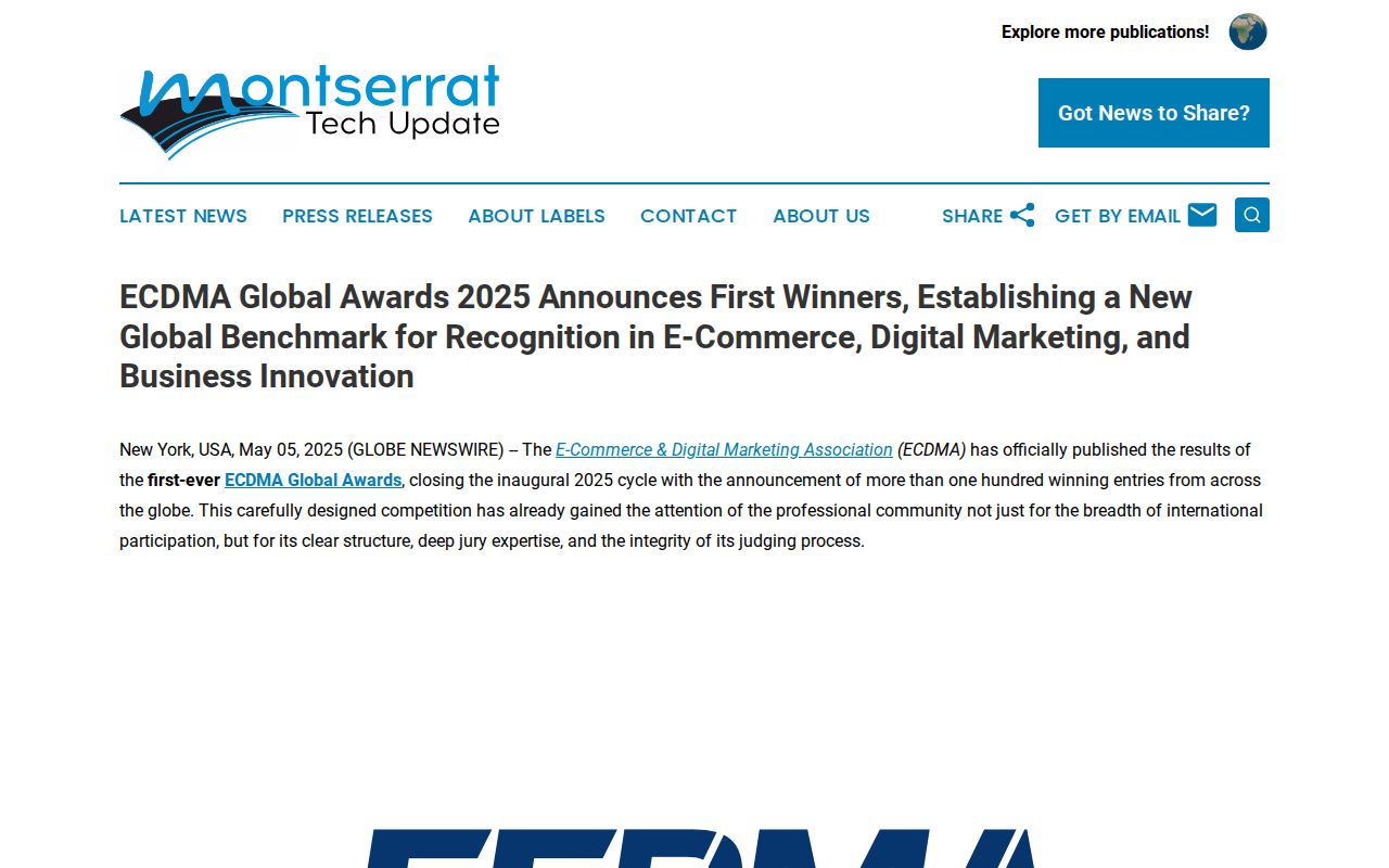 ECDMA Global Awards 2025 Announces First Winners, Establishing a New Global Benchmark for Recognition in E-Commerce, Digital Marketing, and Business Innovation | Montserrat Tech Update