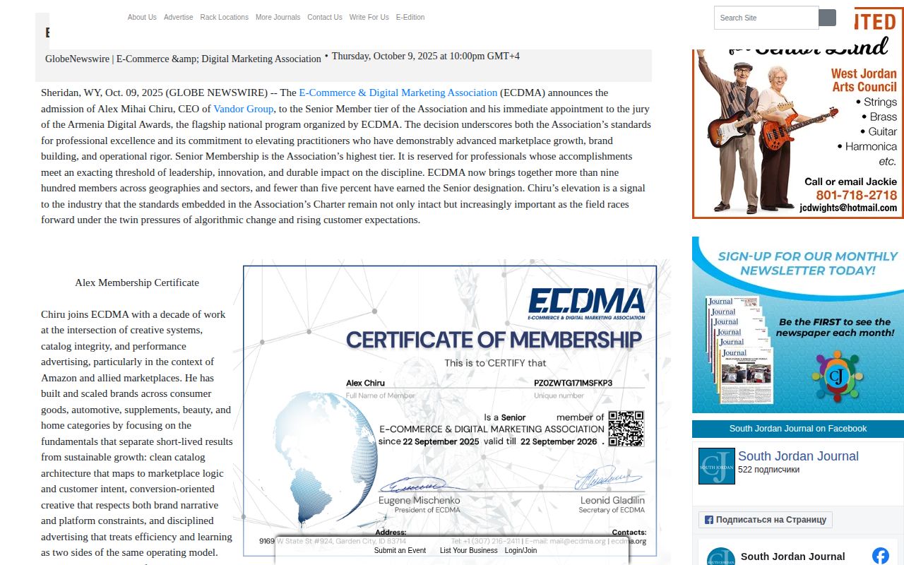 ECDMA Appoints Alex Mihai Chiru Senior Member
