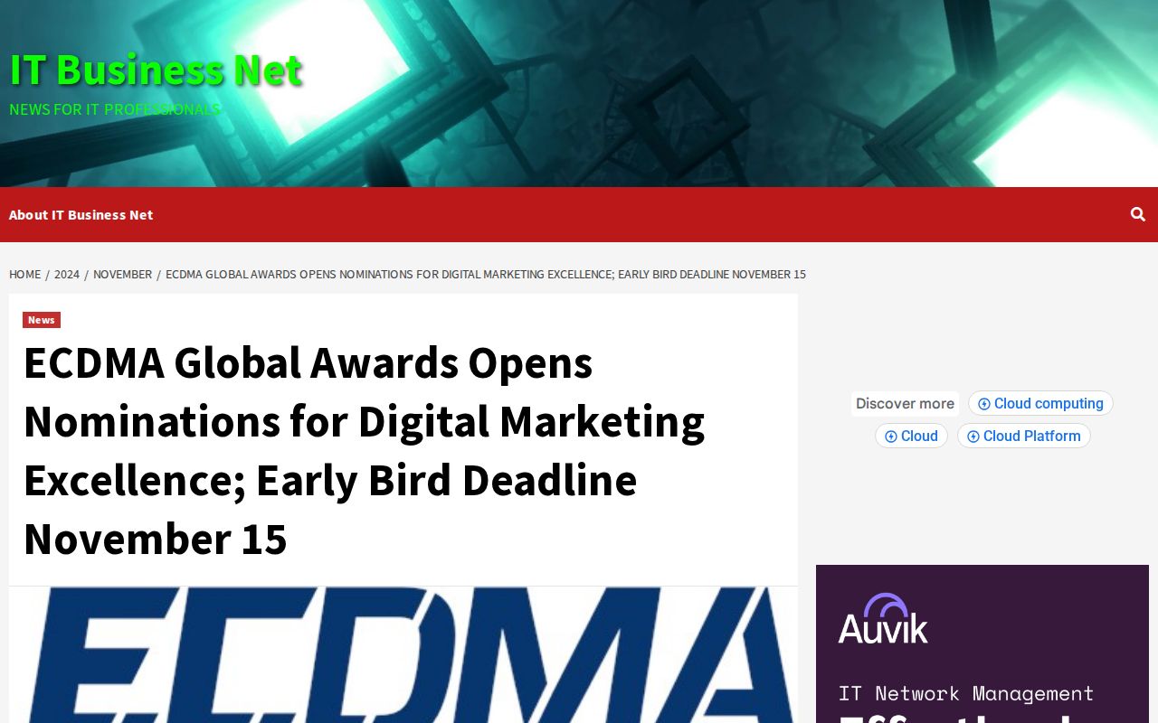 ECDMA Global Awards Opens Nominations for Digital Marketing Excellence; Early Bird Deadline November 15