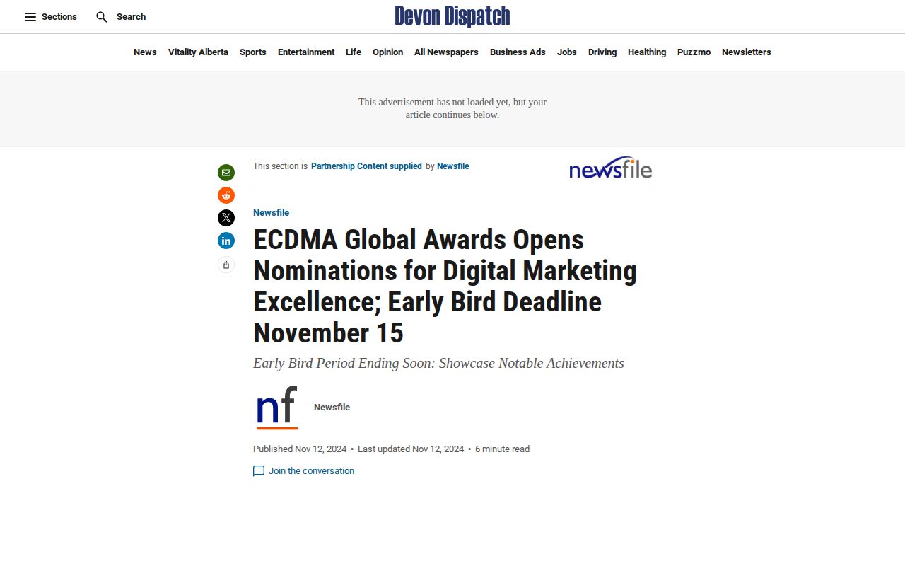 ECDMA Global Awards Opens Nominations for Digital Marketing Excellence; Early Bird Deadline November 15