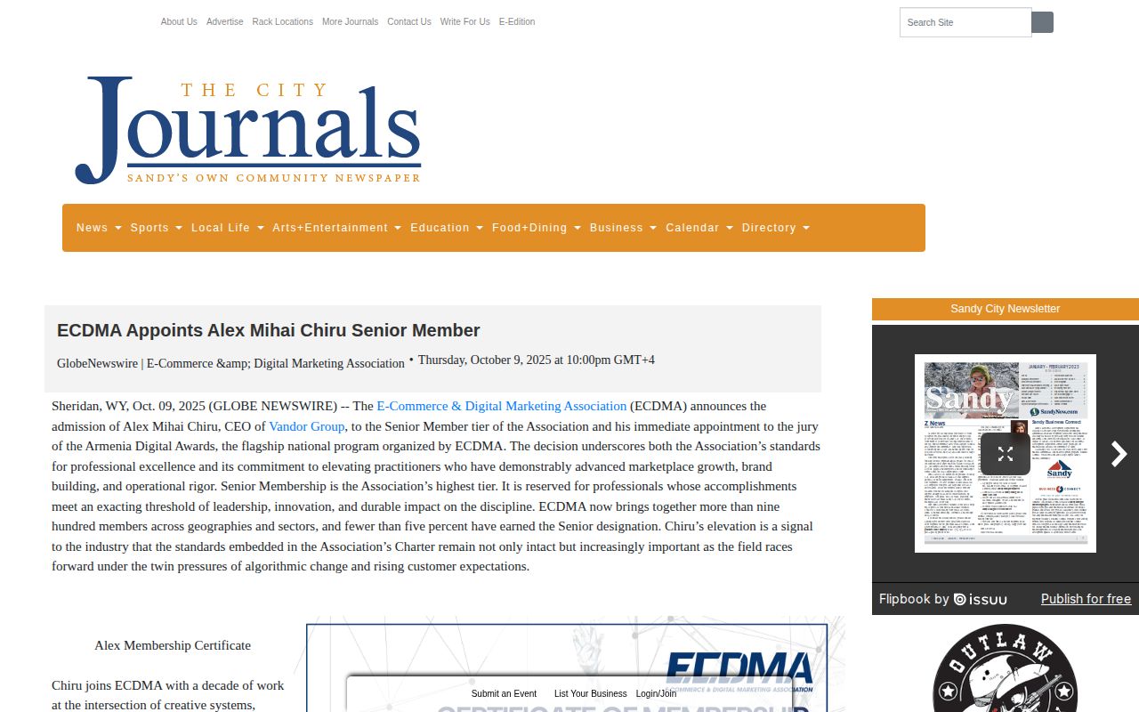 ECDMA Appoints Alex Mihai Chiru Senior Member