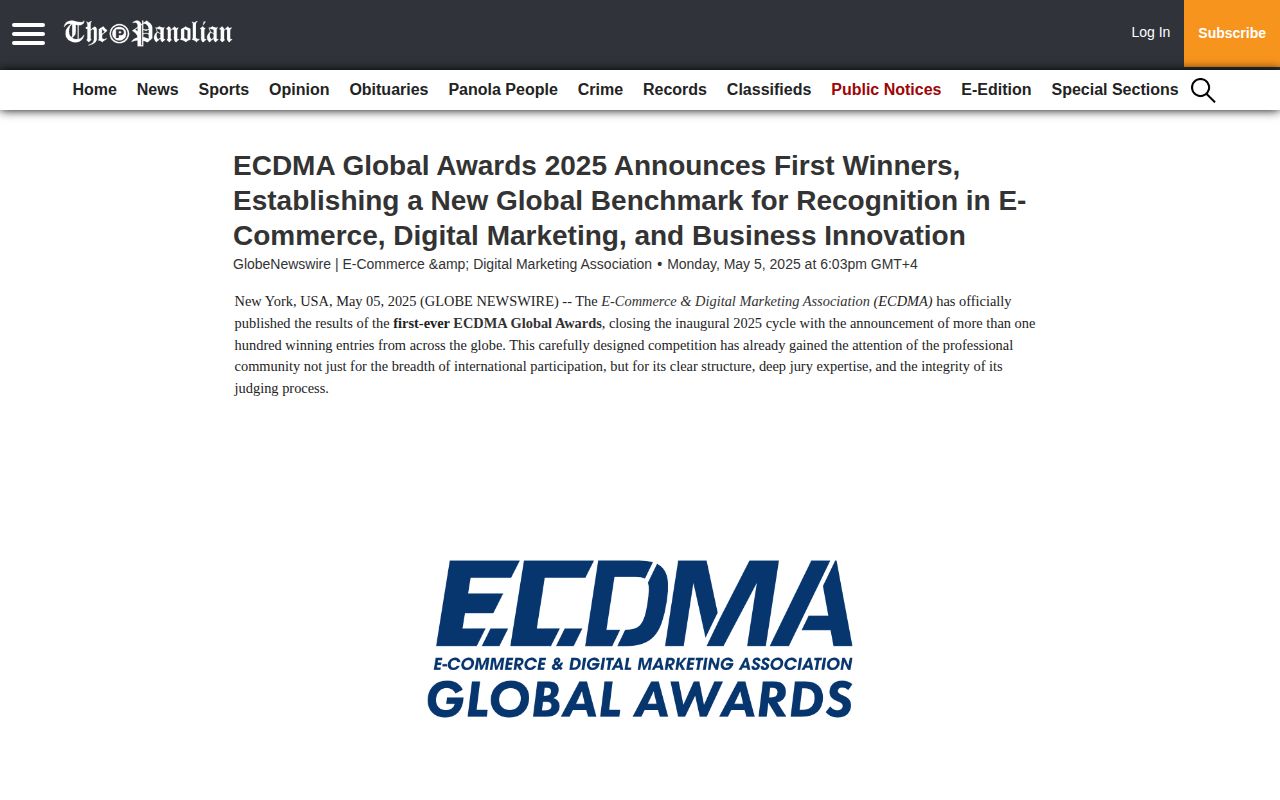 ECDMA Global Awards 2025 Announces First Winners, Establishing a New Global Benchmark for Recognition in E-Commerce, Digital Marketing, and Business Innovation