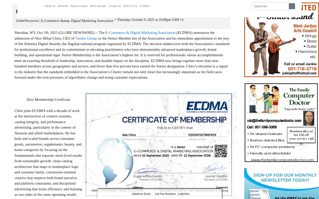 ECDMA Appoints Alex Mihai Chiru Senior Member