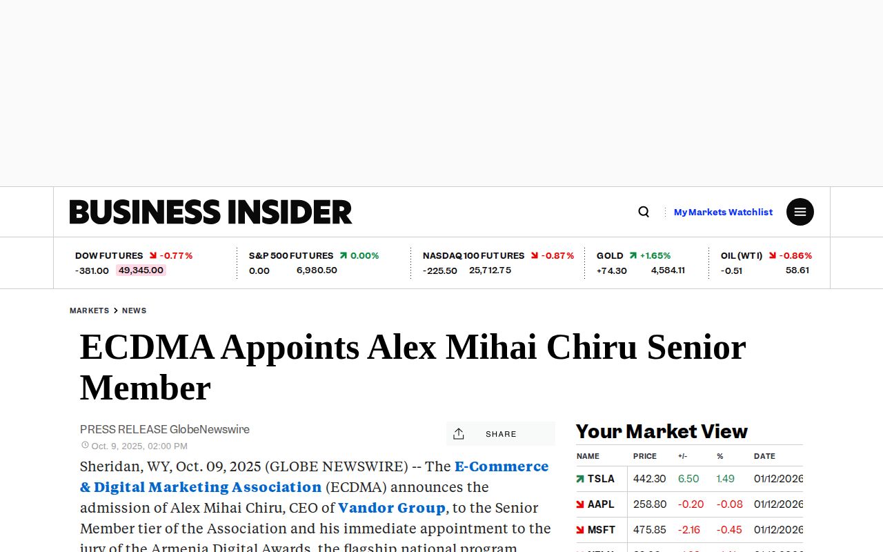 ECDMA Appoints Alex Mihai Chiru Senior Member