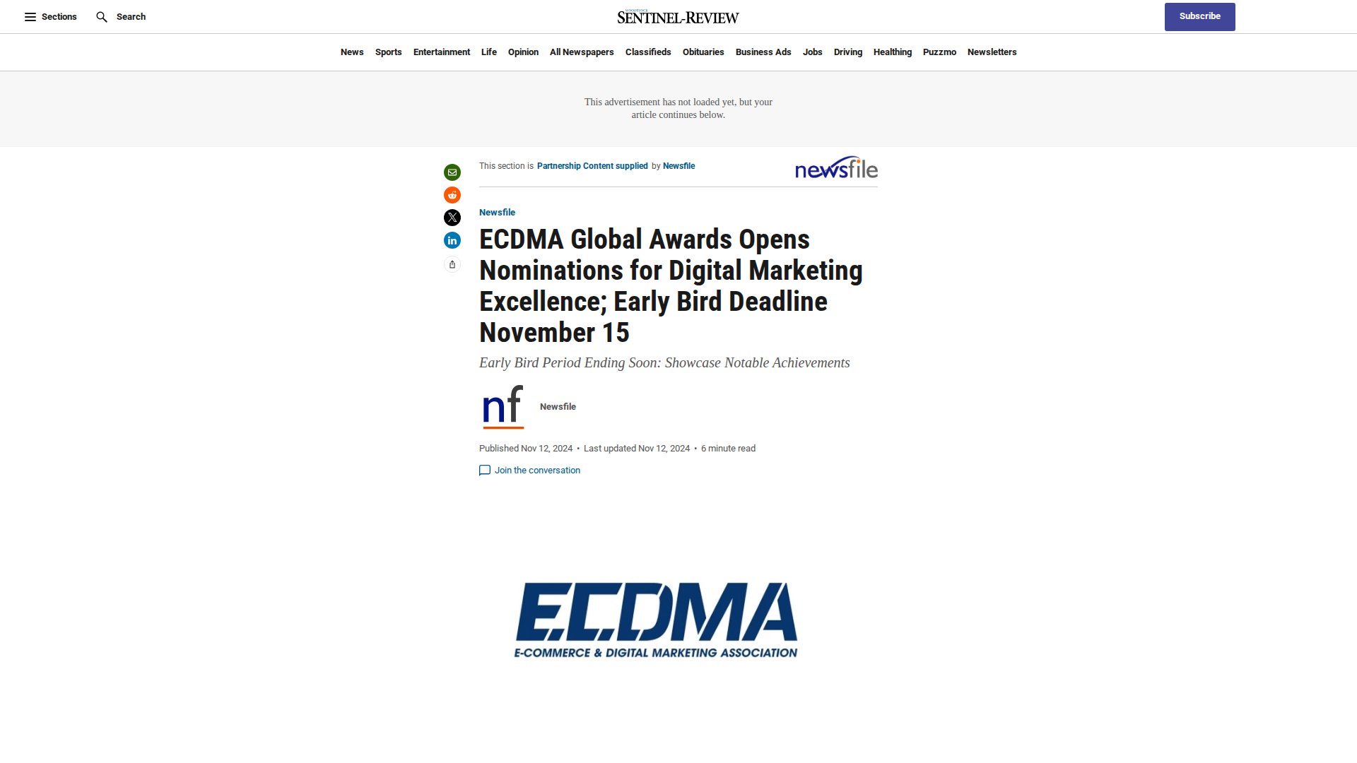 ECDMA Global Awards Opens Nominations for Digital Marketing Excellence; Early Bird Deadline November 15