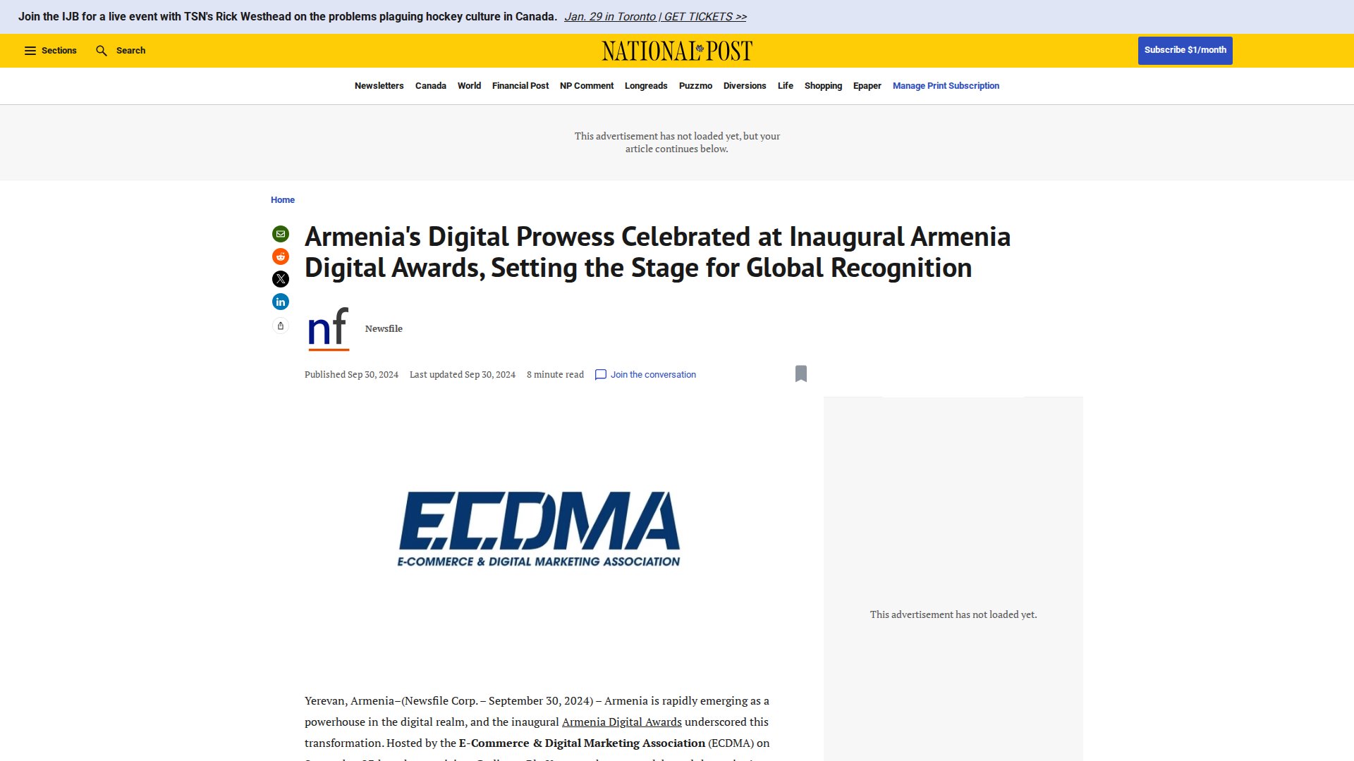 Armenia's Digital Prowess Celebrated at Inaugural Armenia Digital Awards, Setting the Stage for Global Recognition