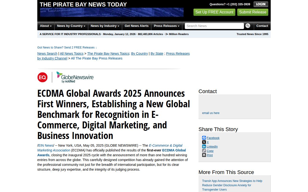 ECDMA Global Awards 2025 Announces First Winners, Establishing a New Global Benchmark for Recognition in E-Commerce, Digital Marketing, and Business Innovation