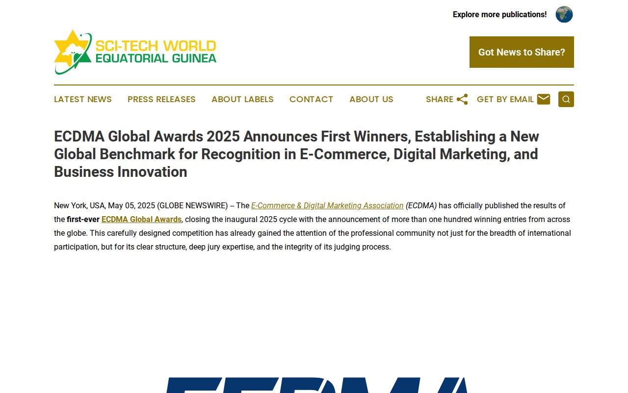 ECDMA Global Awards 2025 Announces First Winners, Establishing a New Global Benchmark for Recognition in E-Commerce, Digital Marketing, and Business Innovation | Sci-Tech World Equatorial Guinea