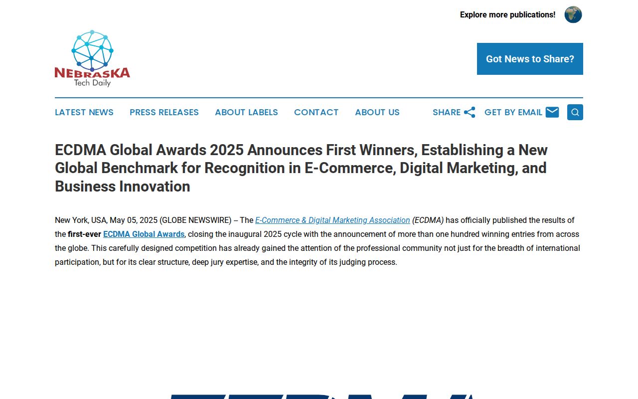ECDMA Global Awards 2025 Announces First Winners, Establishing a New Global Benchmark for Recognition in E-Commerce, Digital Marketing, and Business Innovation | Nebraska Tech Daily