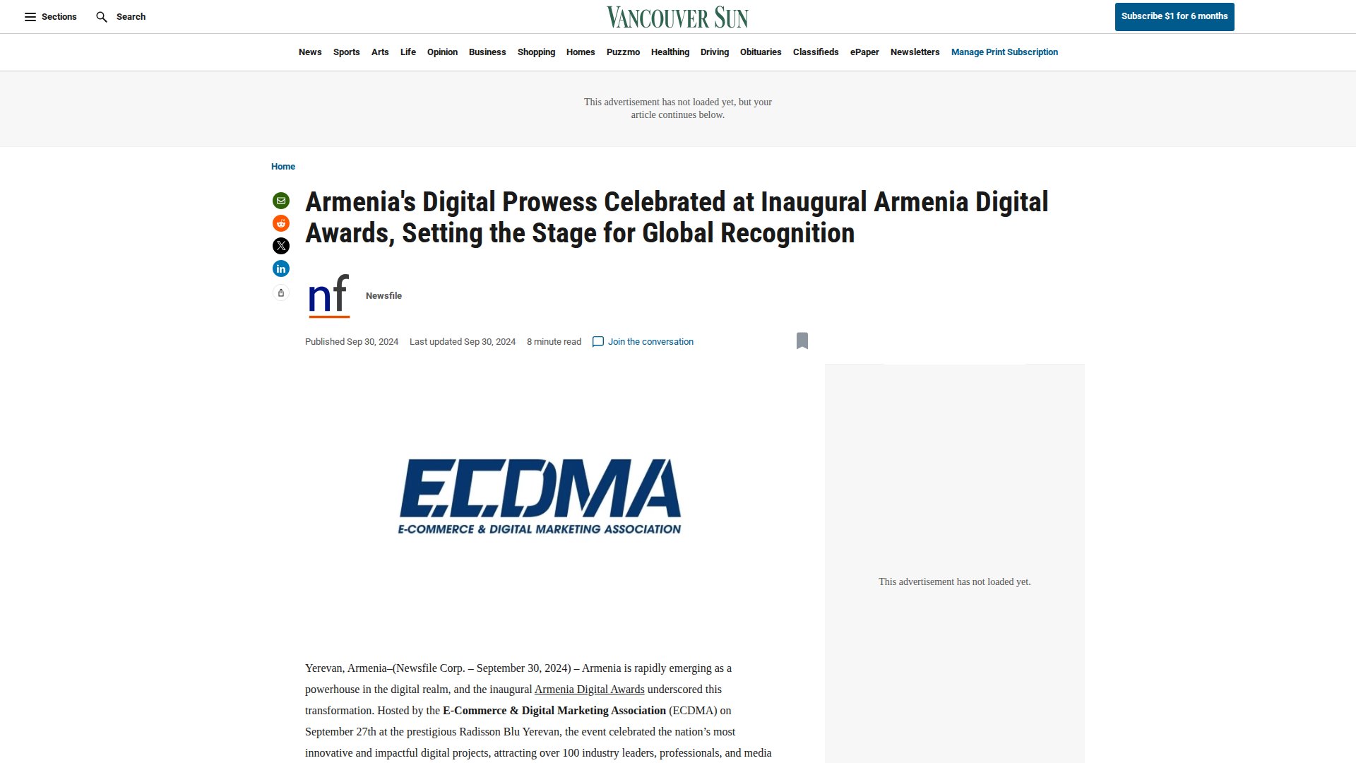 Armenia's Digital Prowess Celebrated at Inaugural Armenia Digital Awards, Setting the Stage for Global Recognition