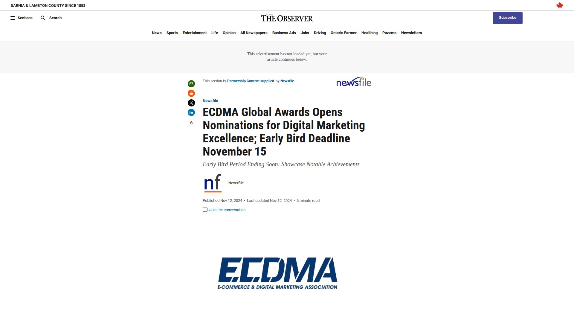 ECDMA Global Awards Opens Nominations for Digital Marketing Excellence; Early Bird Deadline November 15