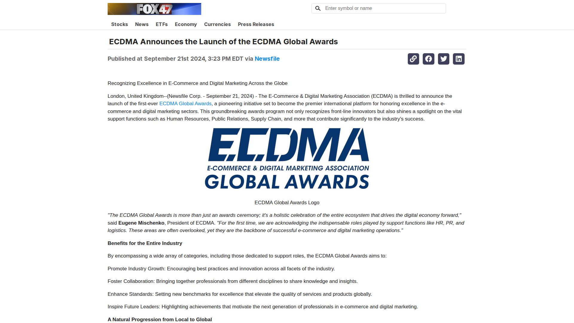 ECDMA Announces the Launch of the ECDMA Global Awards
