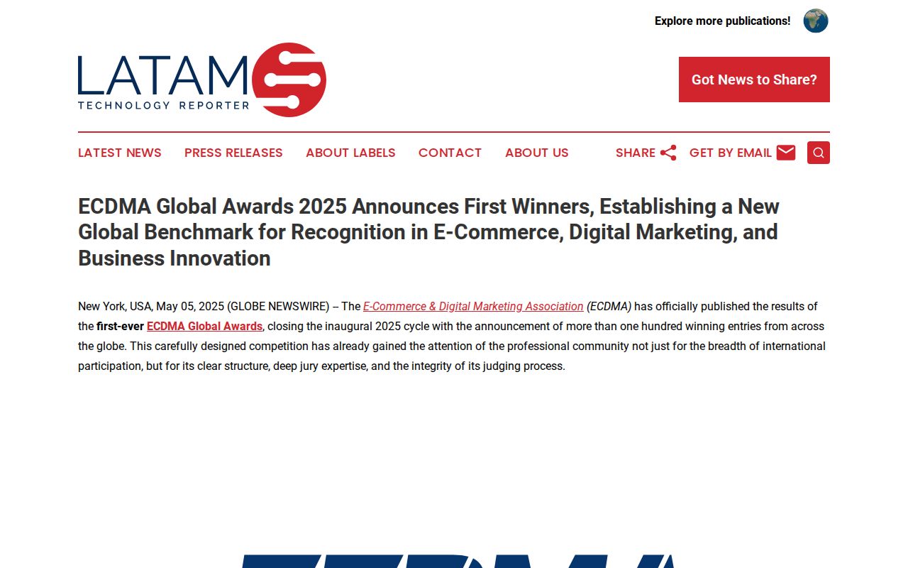 ECDMA Global Awards 2025 Announces First Winners, Establishing a New Global Benchmark for Recognition in E-Commerce, Digital Marketing, and Business Innovation | LATAM Technology Reporter