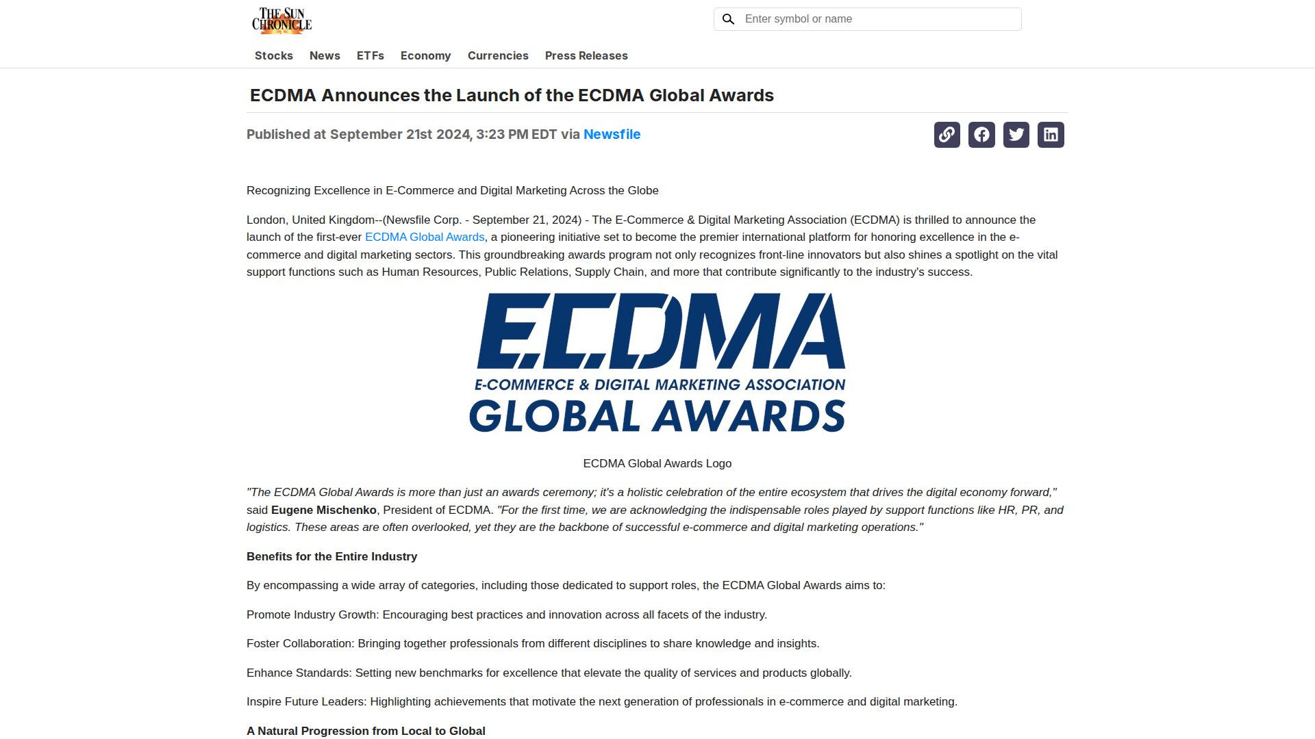 ECDMA Announces the Launch of the ECDMA Global Awards
