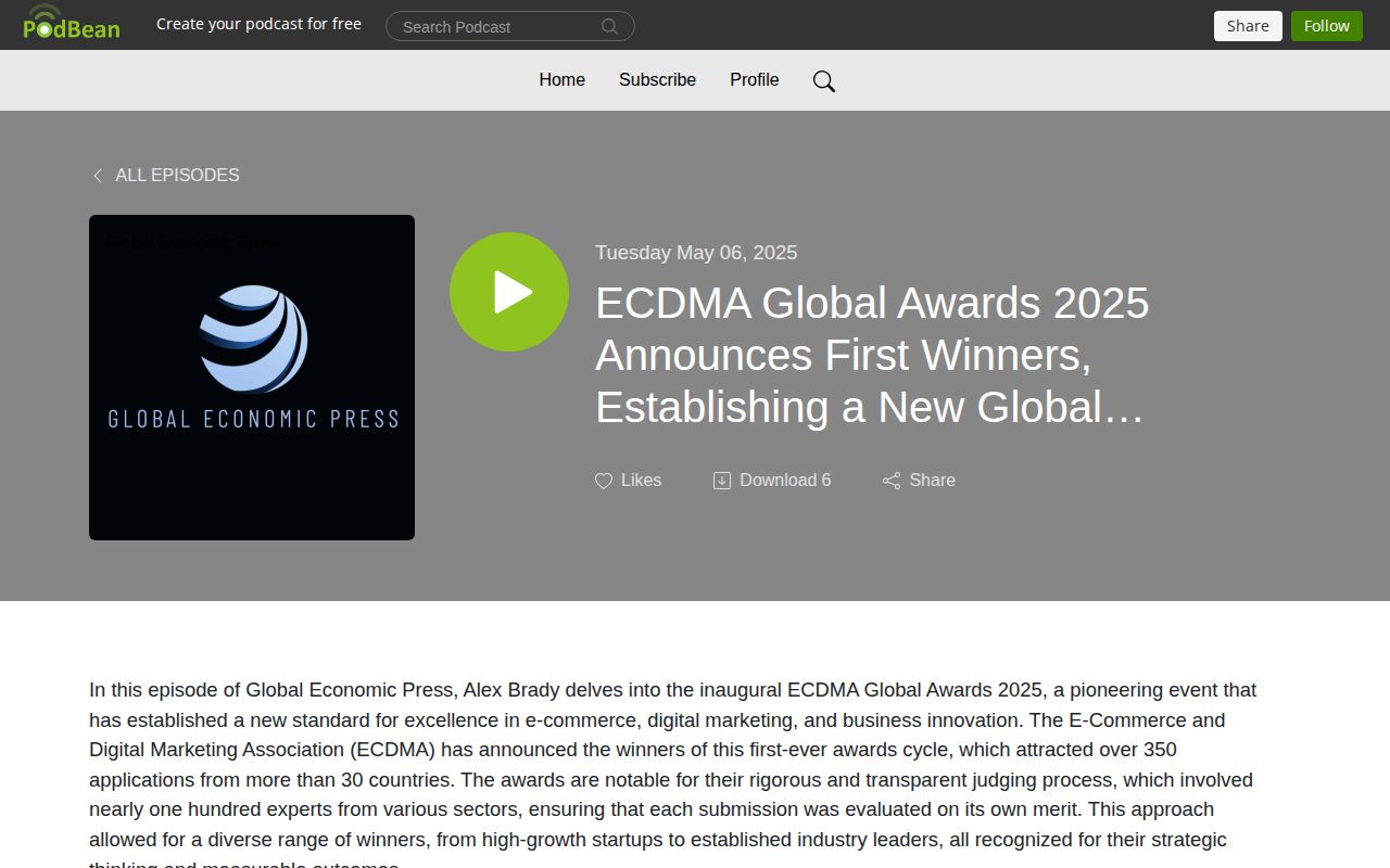 ECDMA Global Awards 2025 Announces First Winners, Establishing a New Global Benchmark for Recognition in E-Commerce, Digital Marketing, and Business Innovation | Global Economic Press