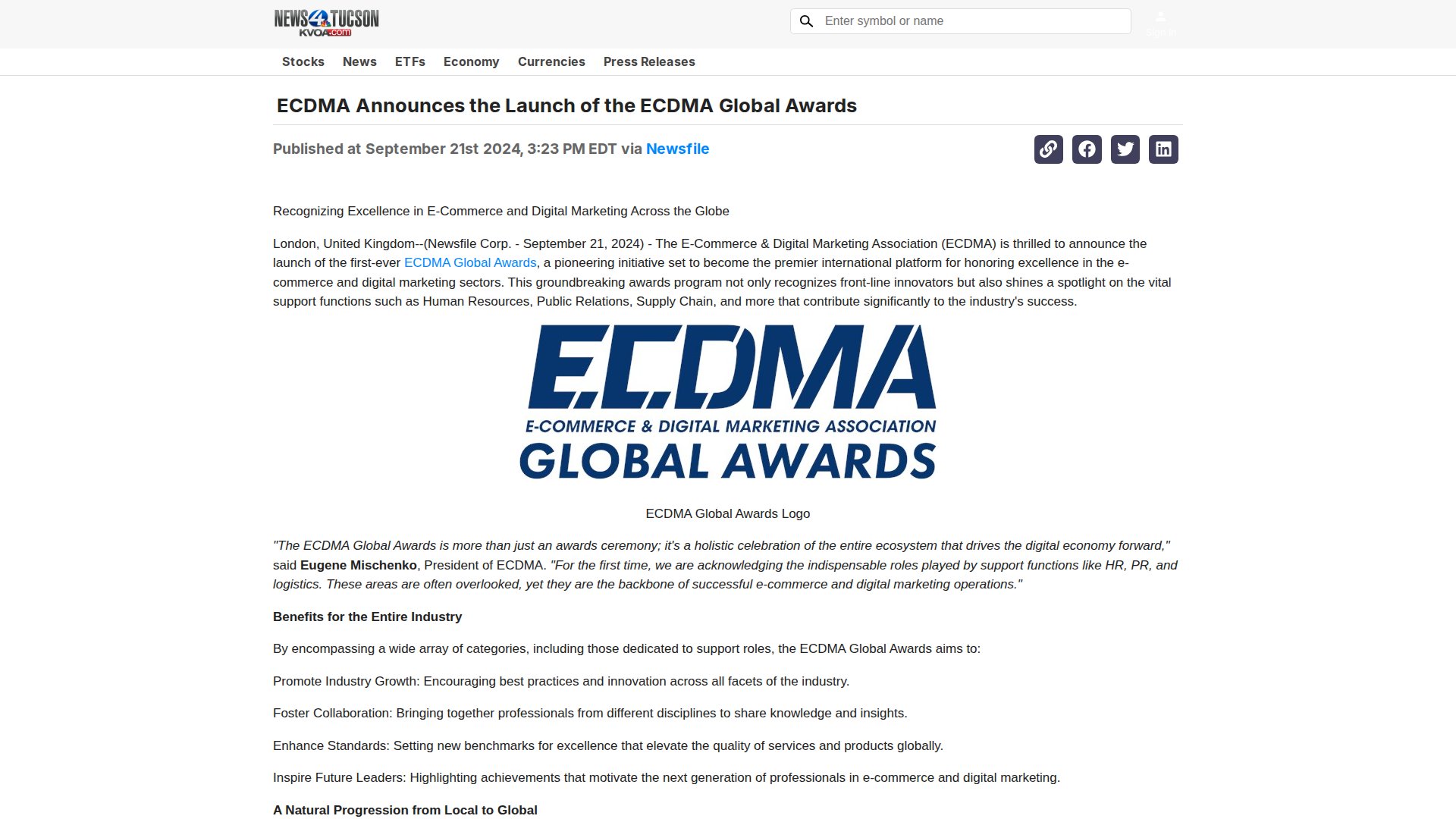 ECDMA Announces the Launch of the ECDMA Global Awards