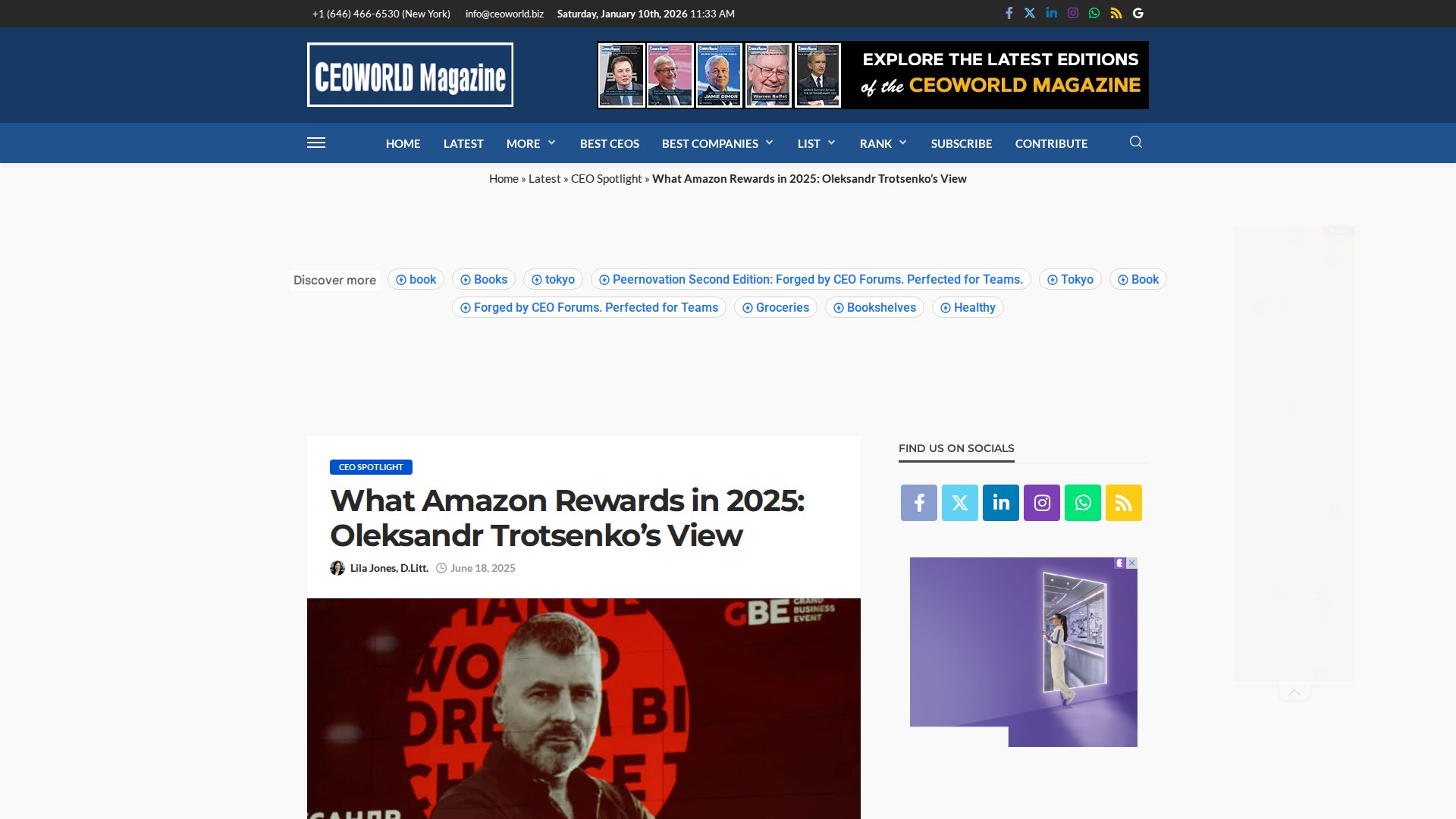 What Amazon Rewards in 2025: Oleksandr Trotsenko’s View - CEOWORLD magazine