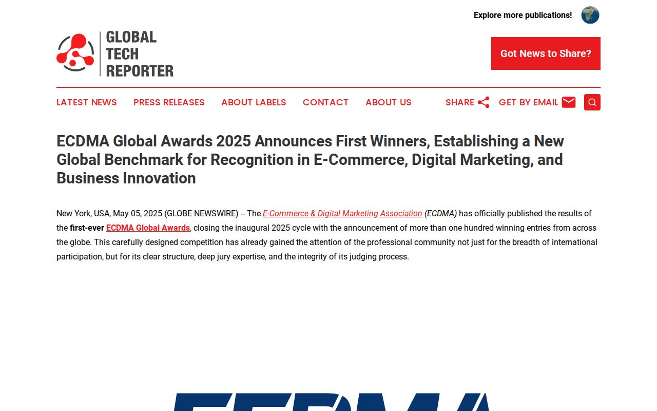 ECDMA Global Awards 2025 Announces First Winners, Establishing a New Global Benchmark for Recognition in E-Commerce, Digital Marketing, and Business Innovation | Global Tech Reporter