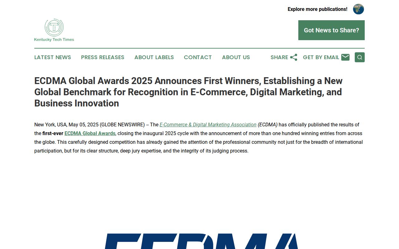ECDMA Global Awards 2025 Announces First Winners, Establishing a New Global Benchmark for Recognition in E-Commerce, Digital Marketing, and Business Innovation | Kentucky Tech Times