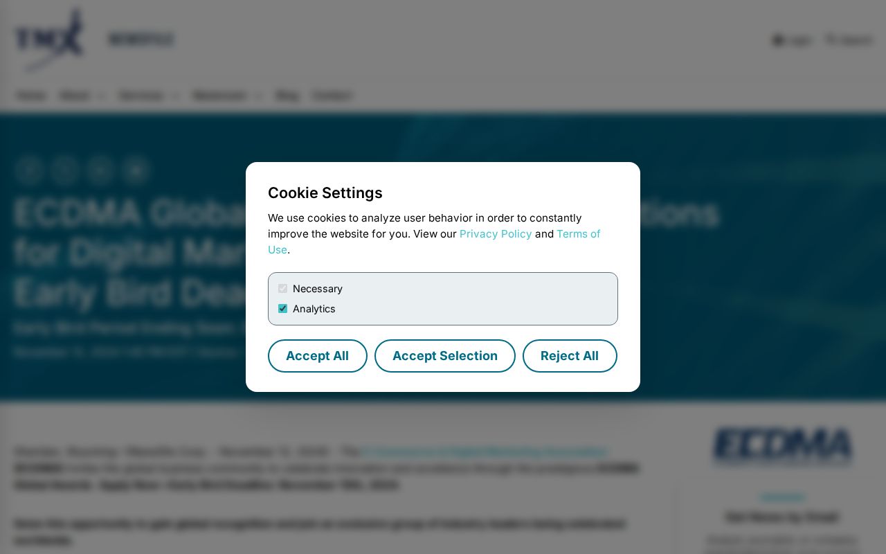 ECDMA Global Awards Opens Nominations for Digital Marketing Excellence; Early Bird Deadline November 15