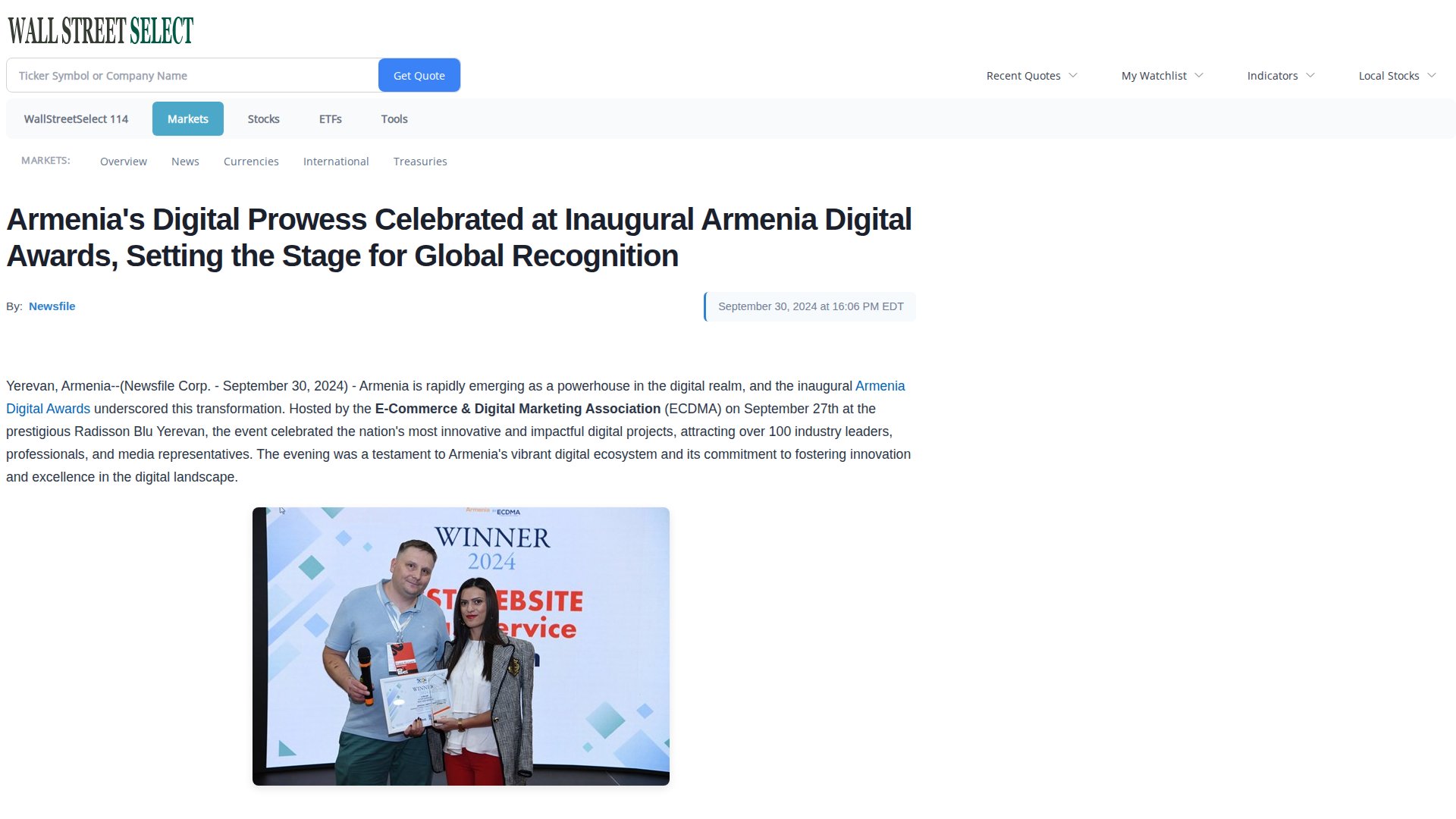 Armenia's Digital Prowess Celebrated at Inaugural Armenia Digital Awards, Setting the Stage for Global Recognition